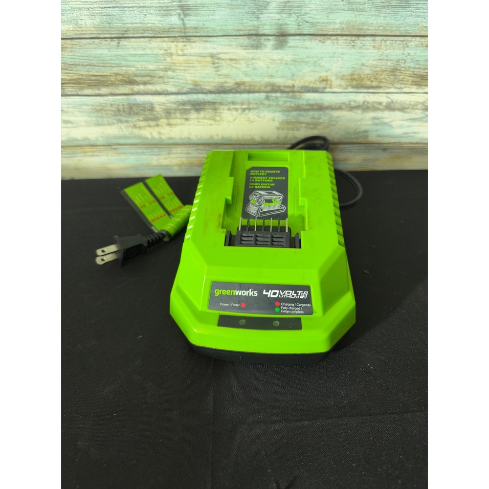 Greenworks 40V Battery Charger 29482 Green Excellent Lithium-Ion G-MAX 120V AC